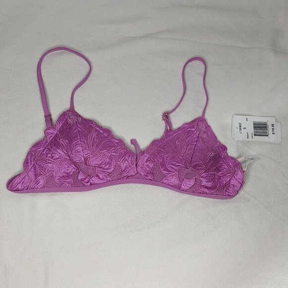 L*Space Embroidered Floral Bikini Top in Vibrant Orchid - Picture 1 of 9